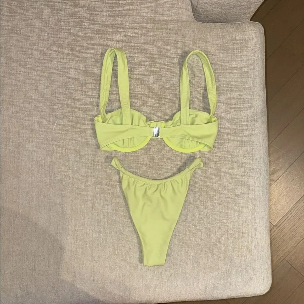 FP x Belle the Label Bikini Set Oracle Top Bare Bottom Honeydew Medium Small NEW